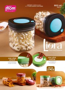 Anax Airtight PP <b>Plastic</b> Food Storage <b>Jar</b> 800ml <b>with</b> Flip <b>Lid</b> Moisture-Proof & BPA Free for Nuts Grains Dry Foods - Product Image 2