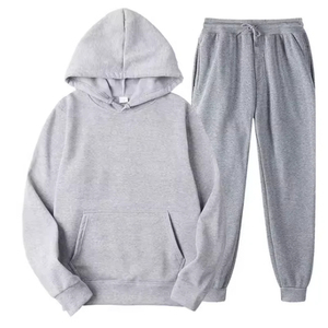 <b>Men's</b> Hooded Sweatshirt Drawstring <b>Pants</b> 2-Piece Sets for Running Autumn Sportswear Solid Pattern <b>Men</b> Women's Track Suits - Product Image 3