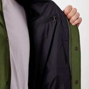 Veste universitaire verte pour homme, manches blanches, style preppy, à capuche, lettre F brodée, fermeture boutonnée sur le devant, coupe classique, automne - Product Image 2