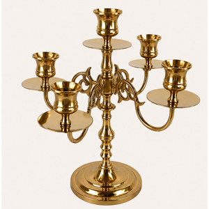 Candélabre de luxe doré à 5 bras, style vintage, en métal, pour centre de table de mariage, décoration d'hôtel, de restaurant et de fête - Product Image 1