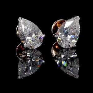 Pendientes de Diamantes Cultivados en Laboratorio de 1.5 Ct, Corte Pera, Color E, Claridad VVS1, Oro Sólido de 9K, Regalo Perfecto para Boda, Compromiso, Fiesta o San Valentín - Product Image 3