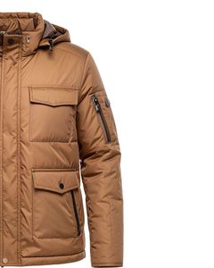 Men's Hooded Puffer <b>Jacket</b> Winter Thick Polyester Windproof Waterproof Casual Solid Color <b>Zipper</b> Closure Front <b>Pockets</b> - Product Image 6