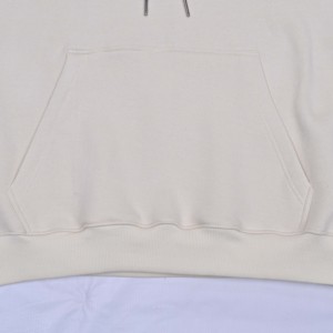 เสื้อฮู้ดดี้สีครีมลายเซ็น ผู้ชาย ทรงปกติ ผ้าฝ้ายเฟรนช์เทอร์รี่ สวมใส่สบาย โลโก้ปักนูน ดีไซน์กระเป๋าเสื้อ - Product Image 5