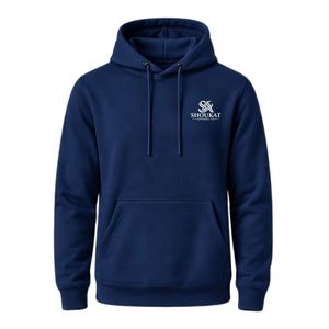 Sweat-shirt à capuche bleu marine uni à manches longues avec cordon de serrage et poche avant, style décontracté - Product Image 1