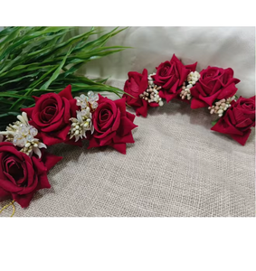 Pince à cheveux romantique florale en forme de rose, faite à la main, élégante, accessoire pour cheveux, pour mariage, fête, coiffures traditionnelles - Product Image 6