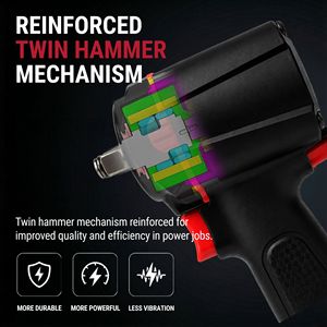 LEMATEC Llave de Impacto Neumática de 1.1 kg, 1/2'', 810 Nm, Pistola Neumática Compacta para Reparaciones en Taller - Product Image 6