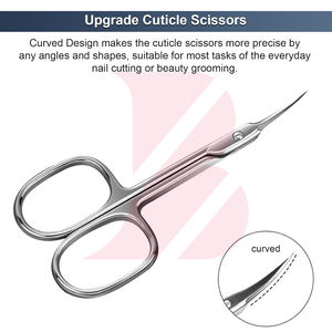 Tijeras de uñas de acero inoxidable con hoja curva, herramienta de manicura de precisión para recortar cejas y pestañas, y cuidado de la piel seca, precio al por mayor. - Product Image 6