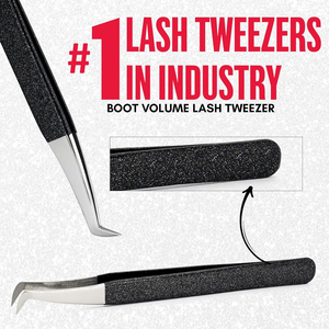Custom Logo Eyelash Tweezers, High Precision Curved Tweezers For Eyelash Extension, Stainless Steel Glitter Lash Applicator Tool - Product Image 3
