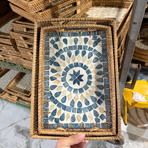 Vintage Polished Bamboo 2026 Rectangular Tray Woven Restaurant Display for Fruit <b>Vegetables</b> Chopsticks Spoon for <b>Storage</b> <b>Baskets</b> - Product Image 1