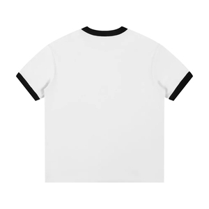 Camiseta de hombre de moda, holgada, personalizable, de manga corta, de gramaje alto, cómoda, con empalmes de colores en contraste y cuello redondo acanalado - Product Image 2