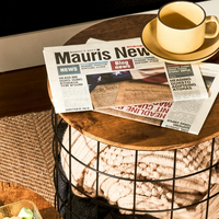 Ensemble de trois tables basses gigognes rustiques SWT 2025 avec cadre en panier, revêtement poudré, montage facile