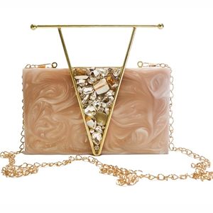 Pochette de luxe en métal avec poignée en laiton, motif floral en résine, faite à la main - Product Image 2