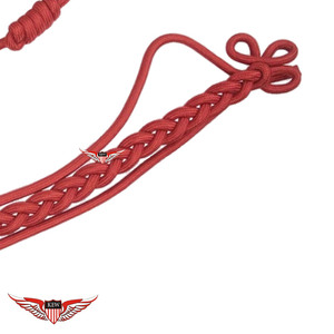 Cordon d'épaule tressé rouge avec embout en laiton, cordon d'épaule avec embout doré métallique - Product Image 3