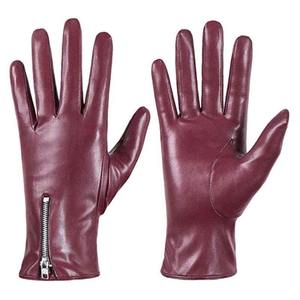 Wholesale FITME SPORTS Burgundy Leather <b>Touchscreen</b> <b>Gloves</b> Wrist Length Plain Style Unlined Eco-Friendly Winter Outdoor Casual - Product Image 1