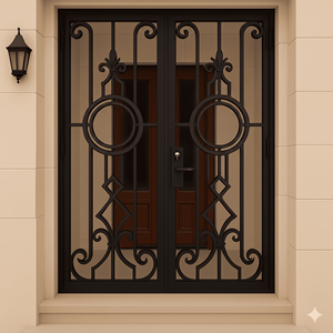KHP Traditional Wrought Iron Security Decorative Entry Doors Manual <b>Swing</b> Exterior Anti-Theft Safety Finished Surface 1 Year - Product Image 1