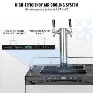 Dispenser di Birra a Doppio Rubinetto con Kegerator Full Size, Serbatoio CO2 (Senza Gas), Vassoio Raccogligocce, Guida e Torre Birra con Ripiano da 23 Pollici - Product Image 3