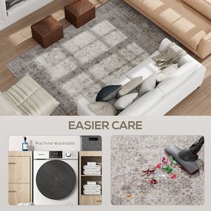 Tappeto Lavabile in Lavatrice 5x7 Stile Tradizionale Antiscivolo, Set di Tappeti Marrone Chiaro Misto per Soggiorno e Camera da Letto - Product Image 6