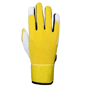 Guantes de Bateo Deportivos Amarillos Tombola, Cierre de Gancho y Bucle Ambidiestro, Acolchados, de Piel de Cabra Cabretta, Antideslizantes, Unisex, para Entrenamiento de Adultos - Product Image 3