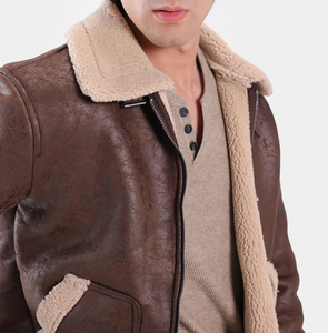 Chaquetas de Piel de Oveja Auténtica de Última Moda, Chaqueta de Piel Clásica Personalizada en Color Marrón, Ropa Exterior de Cuero - Product Image 4