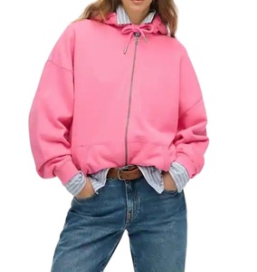 Haute qualité personnalisable respirant doux sweat à capuche pour femmes grande taille brodé Logo femmes sweat automne fermeture éclair plein solide - Product Image 1
