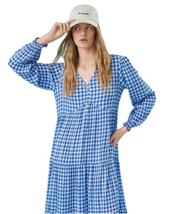 Indian Women Cotton Ruffle Floor-Length Natural Formal Summer Dress - Product Image 1