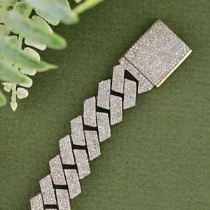 Hip Hop <b>Bracelet</b> 925 <b>Sterling</b> <b>Silver</b> VVS Round Brilliant Cut Moissanite Diamond Cuban Link Secure Box Clasps <b>Bracelet</b> - Product Image 4
