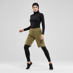 กางเกงกีฬาขาสั้นเอวยางยืด แห้งเร็ว ระบายอากาศดี ไซส์ใหญ่ สำหรับผู้หญิง แบบ 2 in 1 พร้อมเลกกิ้งในตัว ป้องกันแสงแดด UPF50+ เหมาะสำหรับออกกำลังกายกลางแจ้ง - Product Image 1