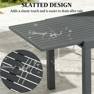 Mesa de Comedor Gris para Terraza, Mesa de Exterior para Jardín - Product Image 3