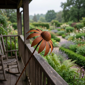 Décoration de jardin rustique en métal en forme de fleur, sculpture d'art extérieure légère et personnalisable (couleur et taille) pour pelouse, jardin, patio - Product Image 3
