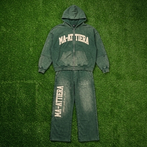 Conjunto de chándal de dos piezas para hombre, con sudadera con capucha y cremallera, y pantalones deportivos de pierna ancha, estilo streetwear. - Product Image 5