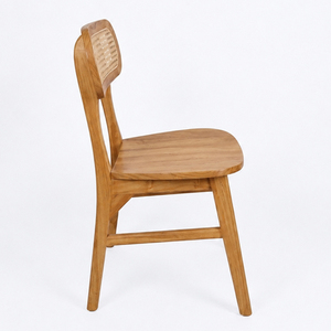 Natural Finish Durable Teak Wood Woven <b>Cane</b> Eco-Friendly Modern Scandinavian Farmhouse Armless Fabric Liner Peanut Dining <b>Chair</b> - Product Image 1