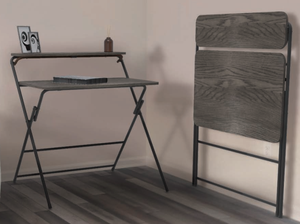 Hard Furniture Modern Movable Convertible Folding <b>Desk</b> Small Space <b>Computer</b> Gaming Wood Metal Frame Premium Desktop Surfaces - Product Image 2