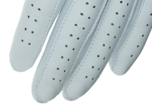 <b>White</b> Full Finger Breathable Custom Brand Golf Glove Genuine Leather Non Slip Right Hand Unisex Sports Use <b>Hook</b> and Loop Closure - Product Image 4