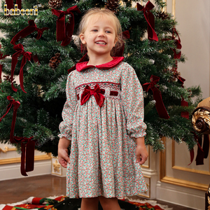 Girls' Children's Autumn Corduroy Holiday <b>Dress</b> with Velvet Collar ODM OEM Wholesale Smocked <b>Dress</b>-DR4301 - Product Image 4