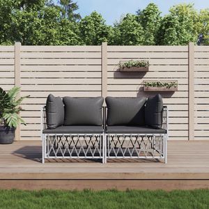 Set Lounge da Giardino Bianco e Grigio Scuro - Product Image 1