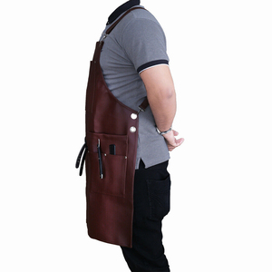 High Quality Barber Salon Use <b>Aprons</b> PU Leather Fabric Adjustable Straps Barber <b>Aprons</b> Customized OEM Professional Barber <b>Aprons</b> - Product Image 4