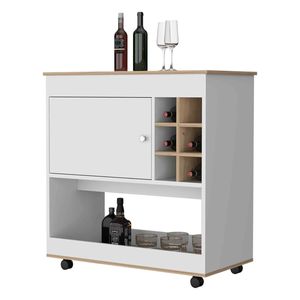 Carrello bar Texas a un'armadietto con sei scomparti per bottiglie, un pannello inferiore e quattro ruote - Product Image 5