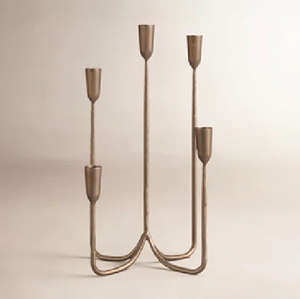 sophisticated silver five arms <b>candelabra</b> showcasing a substantial square pedestal base, available at wholesale prices. - Product Image 3