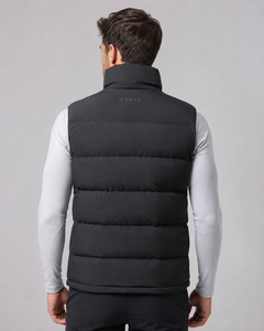 Gilet matelassé noir pour homme F2WIN, col montant, fermeture éclair, coupe-vent, respirant, séchage rapide, vêtement d'extérieur d'hiver, style décontracté, uni - Product Image 2