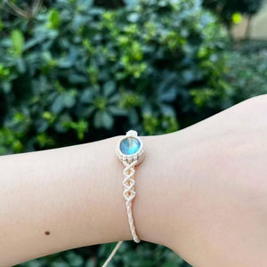Handmade Cream Macrame Labradorite <b>Bracelet</b> Boho <b>Gold</b> Beaded <b>Adjustable</b> Cuff for Women - Product Image 2