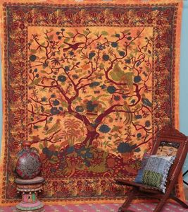 Tapiz Mandala del Árbol de la Vida Estilo Hippie, Decoración Bohemia Psicodélica con Diseño Floral Intrincado, Colcha Decorativa India para Dormitorio - Product Image 3