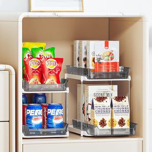 Organizzatore Estraibile a 2 Livelli per Armadietto dei Medicinali, Contenitore Multiuso per Bagno e Cucina, Organizzazione Impilabile per Lavello e Dispensa - Product Image 2