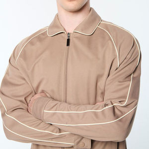 Veste de survêtement grise pour homme avec fermeture éclair intégrale, col montant, poches latérales, respirante, décontractée, coupe classique, saison printemps - Product Image 3