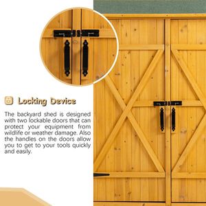 Capannone per attrezzi in legno per esterni con porta chiudibile a chiave ripiani a falda naturale-per soluzioni di stoccaggio per interni - Product Image 5