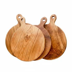 Plateau de service pour pizza écologique, planche à découper et à servir le fromage, plateau rond en bois d'acacia avec poignée pour la cuisine à domicile - Product Image 6