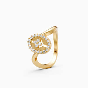 Bague éco-responsable en diamant de laboratoire, sertie d'un diamant rond de 0,17 ct, éclatante et durable |   En or jaune, blanc et rose 9 carats - Product Image 2