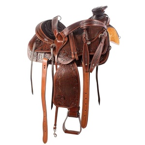 Selle de saut anglaise en cuir, selle de couleur marron - Product Image 3