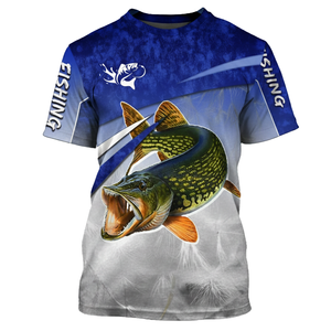 Camiseta de Pesca con Cuello Redondo Estampada Personalizada, Ropa Deportiva de Pesca de Poliéster para Hombre, Venta al Por Mayor - Product Image 6