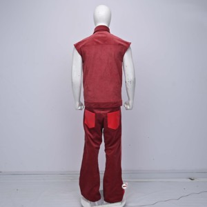 เสื้อกั๊กกำมะหยี่สีแดงเลือดหมูสำหรับผู้ชาย ตกแต่งหมุดโลหะ ปกเสื้อพับได้ สวมใส่สบายๆ สำหรับฤดูหนาว อุ่นสบาย สไตล์มอเตอร์ไซค์ สำหรับฤดูใบไม้ร่วง ความยาวปกติ - Product Image 2