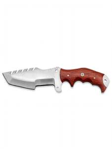Cuchillo de cocina de acero inoxidable de alta resistencia con mango de madera para preparar alimentos. - Product Image 1
